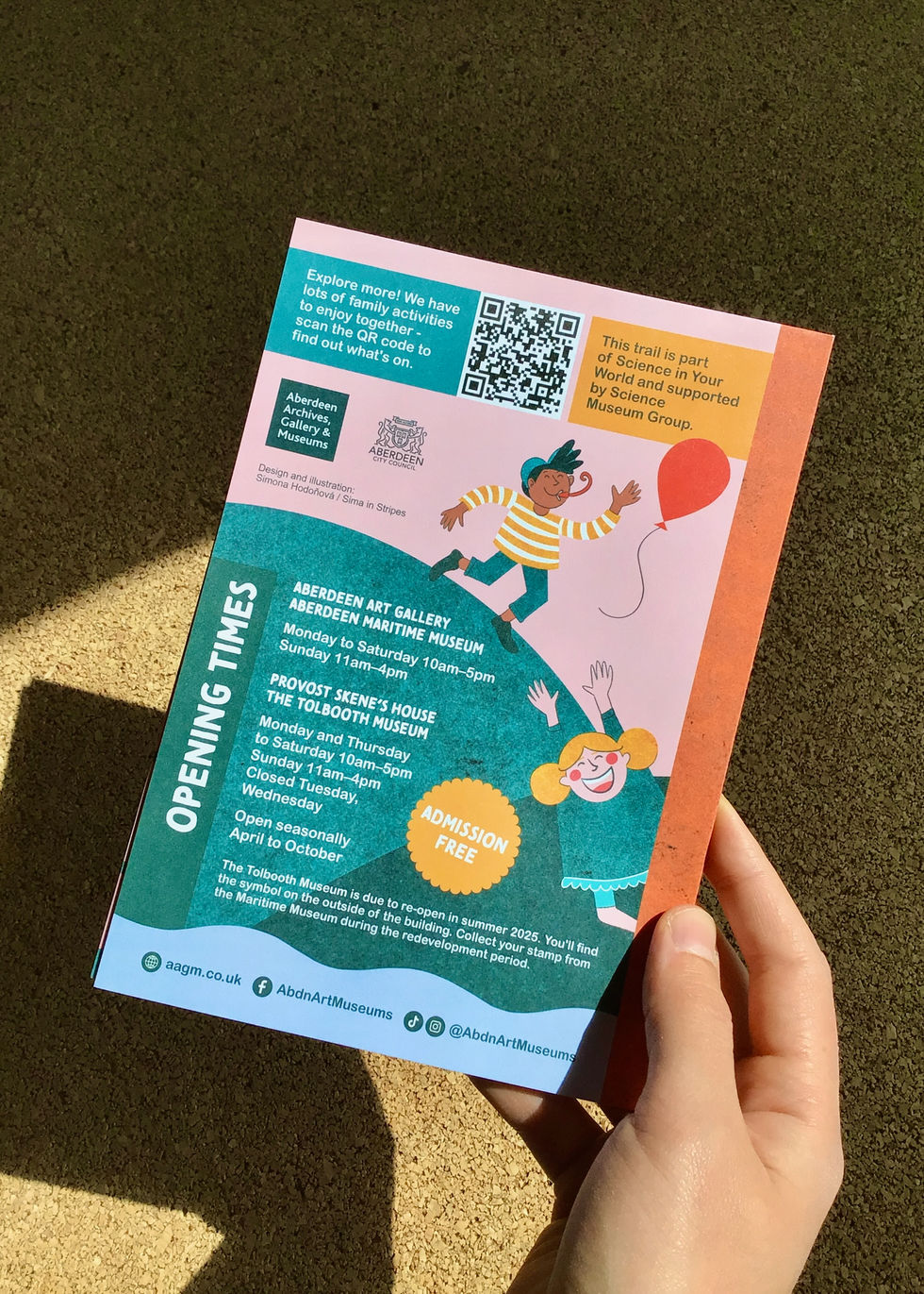 Aberdeen Explorer Trail for Aberdeen Art Gallery and Museum. Illustrated booklet and explorer trail by Sima in Stripes - Simona Hodonova