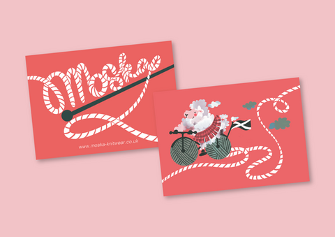 Thank you card, illustrations and design for Moska Knitwear by Sima in Stripes (Simona Hodonova).