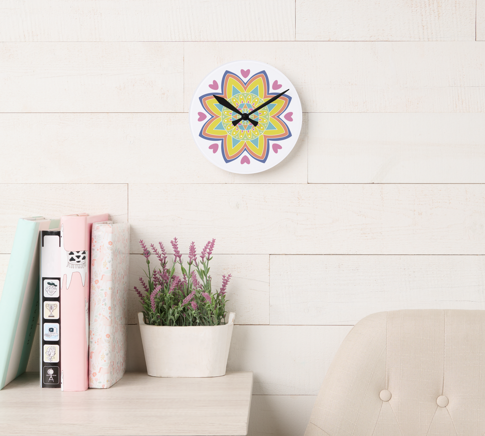 Wanduhr mit Mandalamotiv