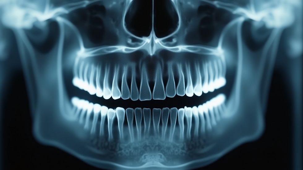 Close-up view of dental X-ray showing jawbone structure