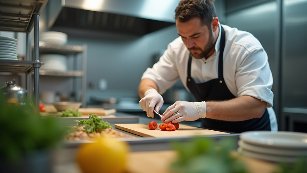 Close-up view of a support worker assisting with meal preparation in a kitchen