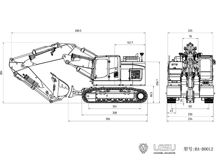縮圖：1/14重型機械模型Aoue-ET26L三節臂小短尾帶前鏟履帶式挖機RCLESU