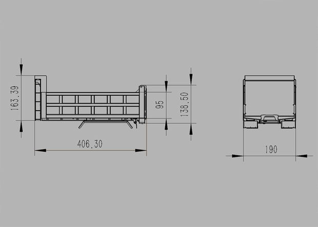 縮圖：1/14 truck hydraulic dump truck body stainless steel square bucket