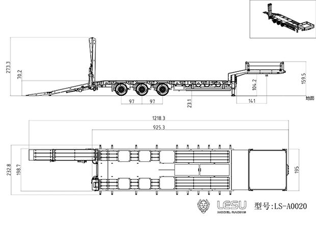縮圖：1/14 Hydraulic lift tailgate engineering trailer