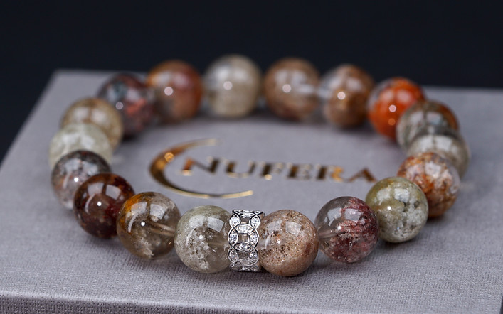 Phantomquarz Armband – natürlicher Bergkristall mit Einschlüssen, Symbol für Wachstum und Veränderung, Nufera Schweiz