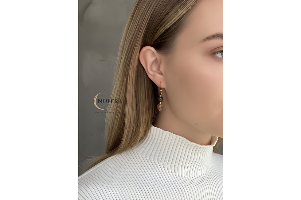 Miniaturbild: Kupfer-Rutilquarz-Bronzit-Ohrringe