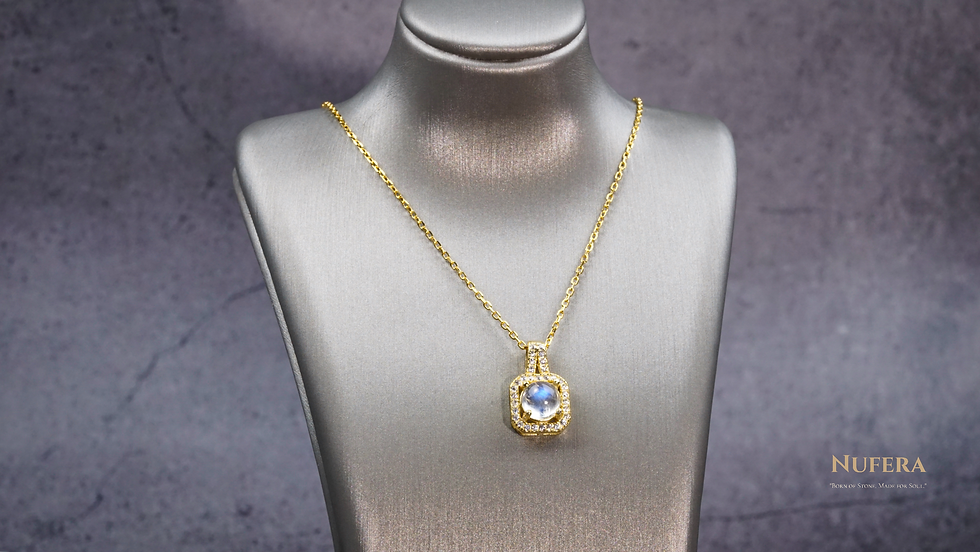 Thumbnail: Premium Moonstone Necklace in Square Setting