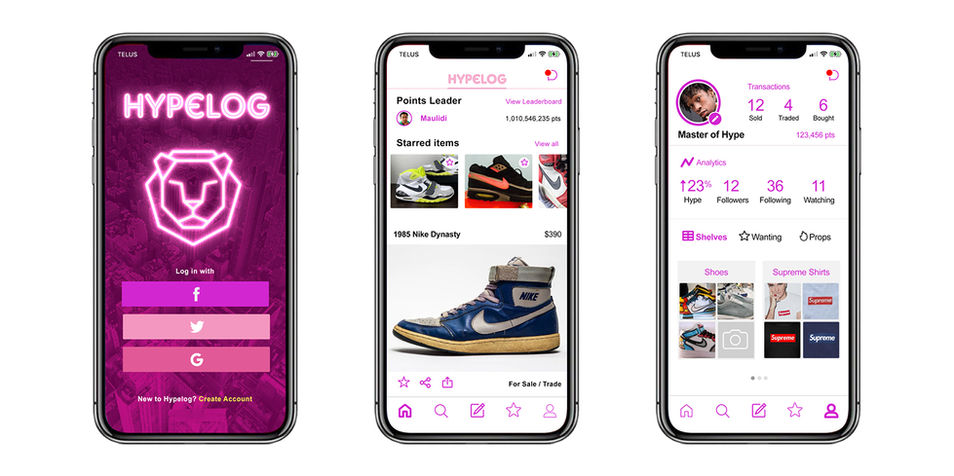 iPhone mobile app UI/UX design for Hypelog, iOS, iPhone, product design, consumer app, user flow