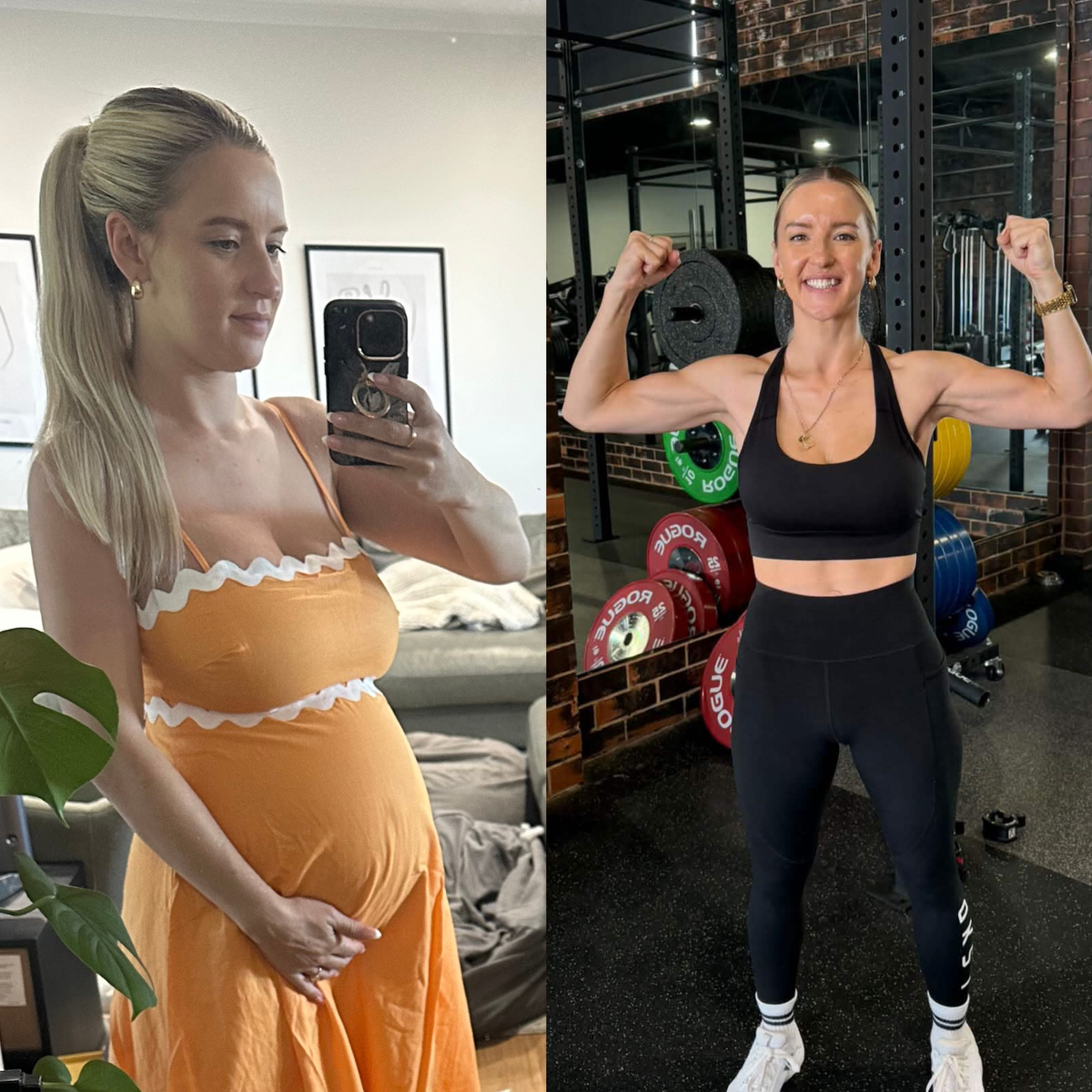 Kelsey's transformation at D1M1 Fitness, before and after