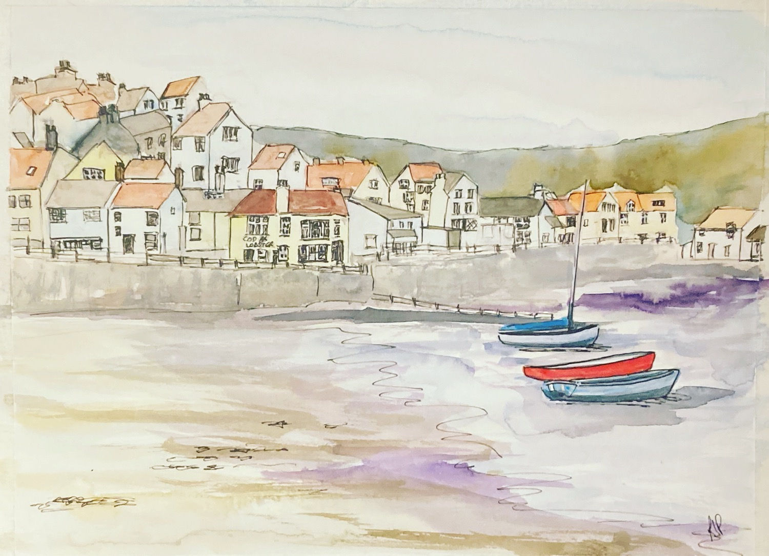 Staithes Harbour Original Watercolour 