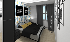 chambre d'adolescant rénovée et décoration dans un style new york graphique à lyon