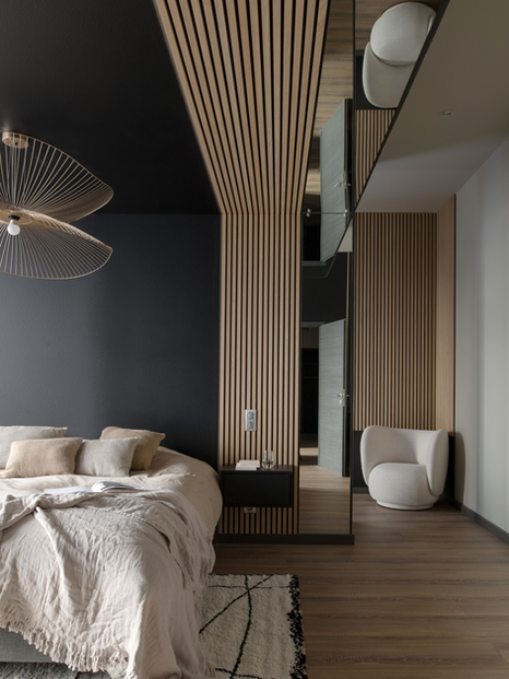 tête de lit aménagée d'une chambre de château dans un projet réalisé par Tiffany Fayolle architecte d'intérieur et décoratrice à Lyon.