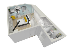 chambre parentale avec salle de douches et sanitaires a l'etage,renovation a lyon