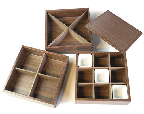 仕切＆小鉢付】6寸 ウォールナット三段重箱 内防水 | qtarou