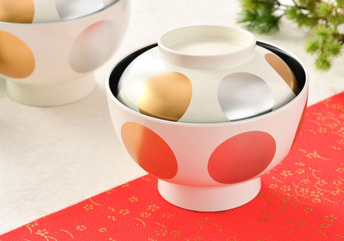 越前塗 日月 雑煮椀 ホワイト 食器洗浄機対応 | qtarou