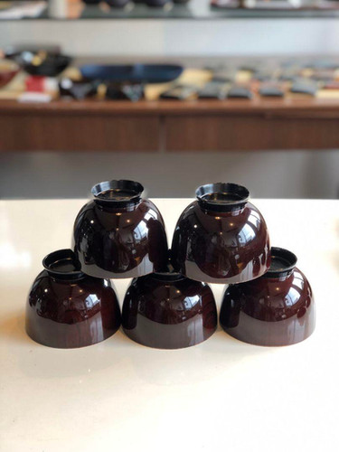 訳あり】欅目すり小吸い椀 笹 本金蒔絵付き 5客組 | qtarou