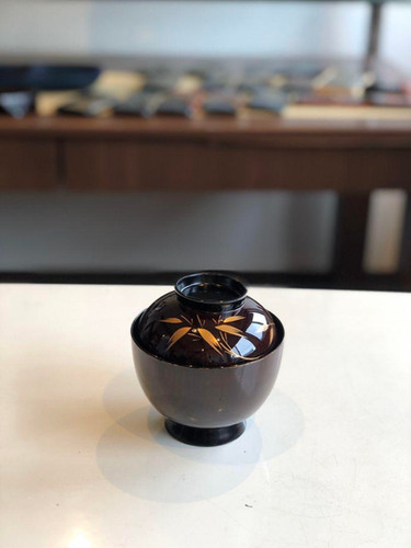 木製漆塗り欅目すり小吸い物椀本金蒔絵付き5客組