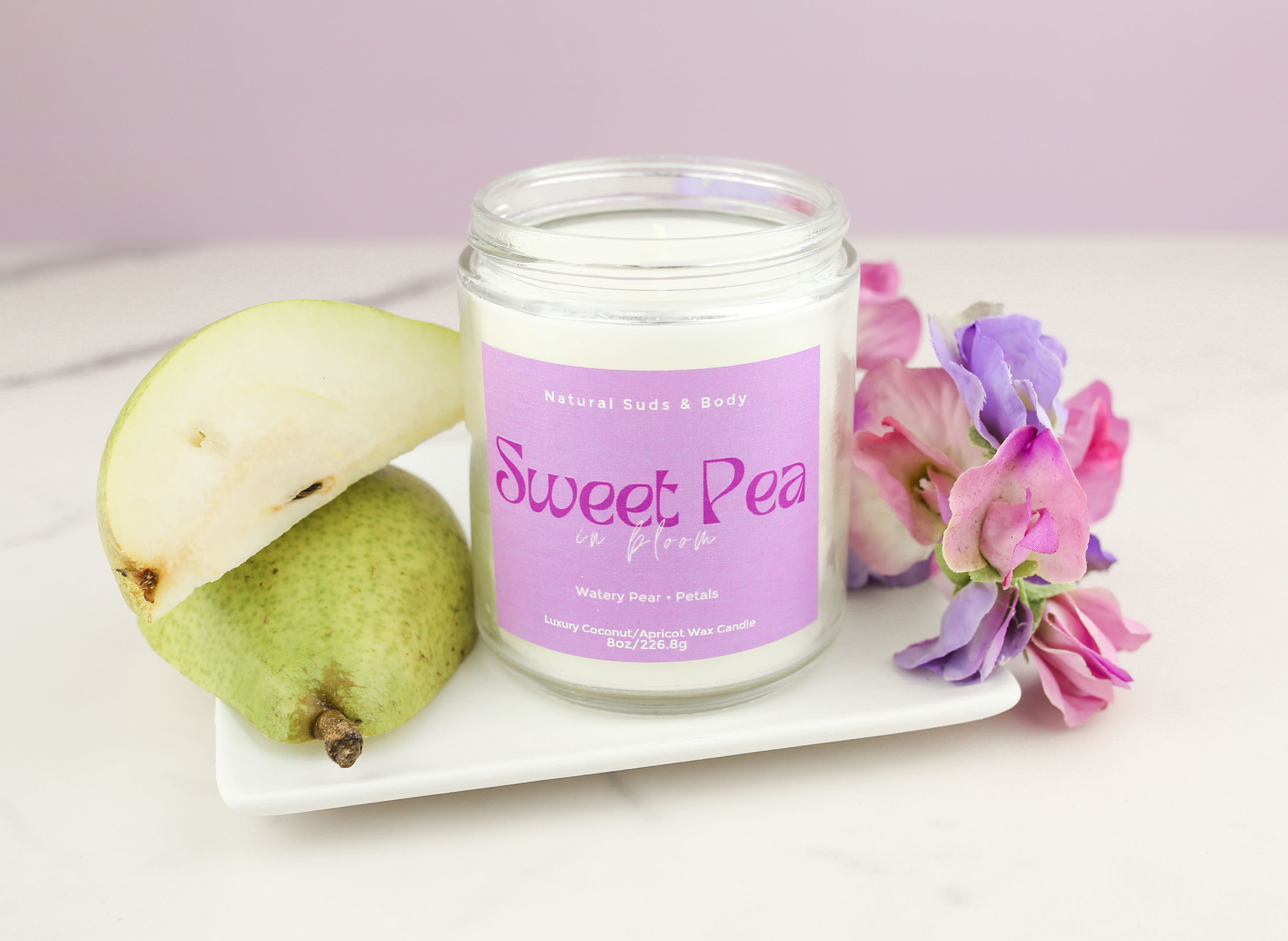 Sweet pea in bloom candle 8oz