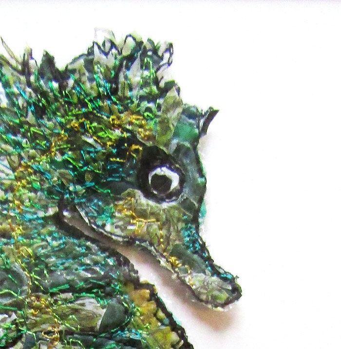 Thumbnail: 5 x Green Cornish Seahorse greetings cards
