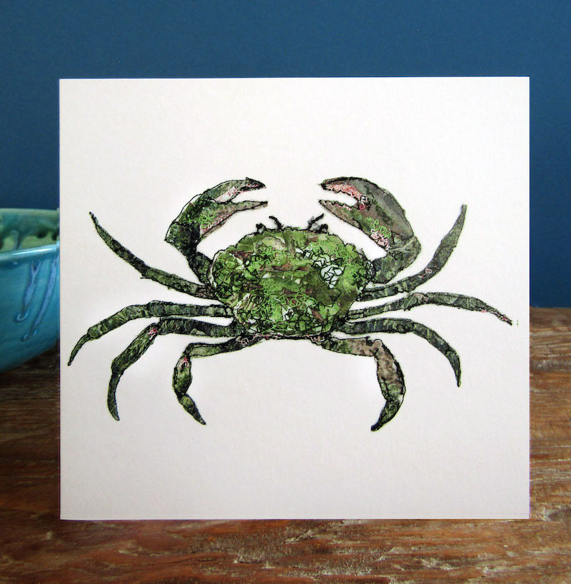 Thumbnail: 1 x Cornish Green Crab greetings card