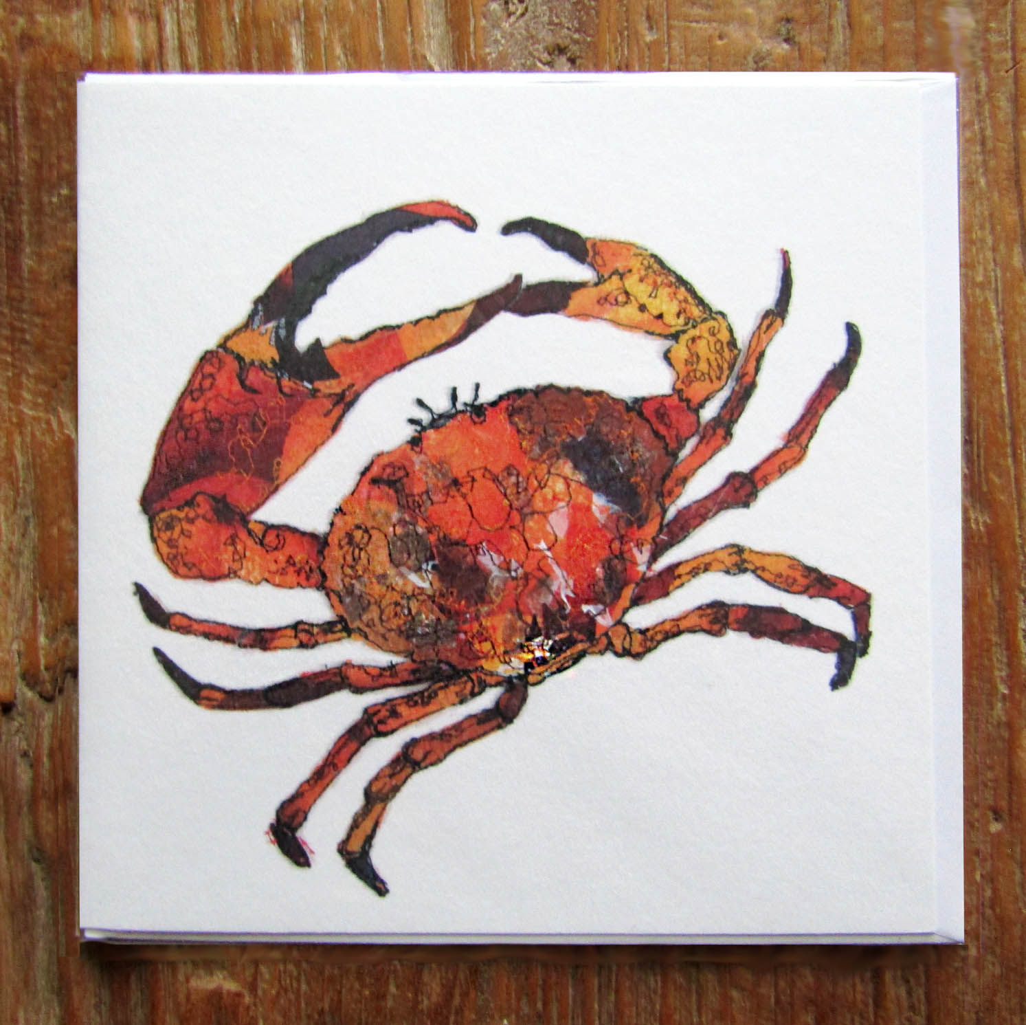 1 x Orange Cornish Crab greetings card