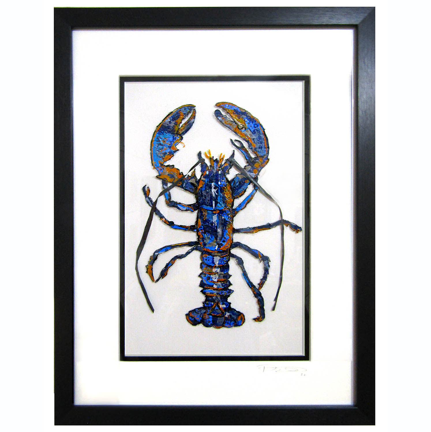 Framed Blue Cornish Lobster original artwork £150