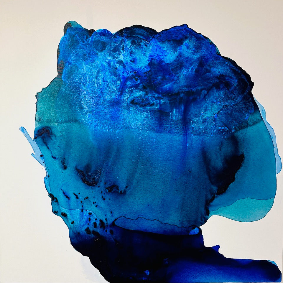 Artist Clara Berta, Portrait in Blue 48x48 inches