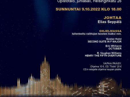Konsertti sunnuntaina 9.10.22 klo 18 - uusi levy, uusi kapu