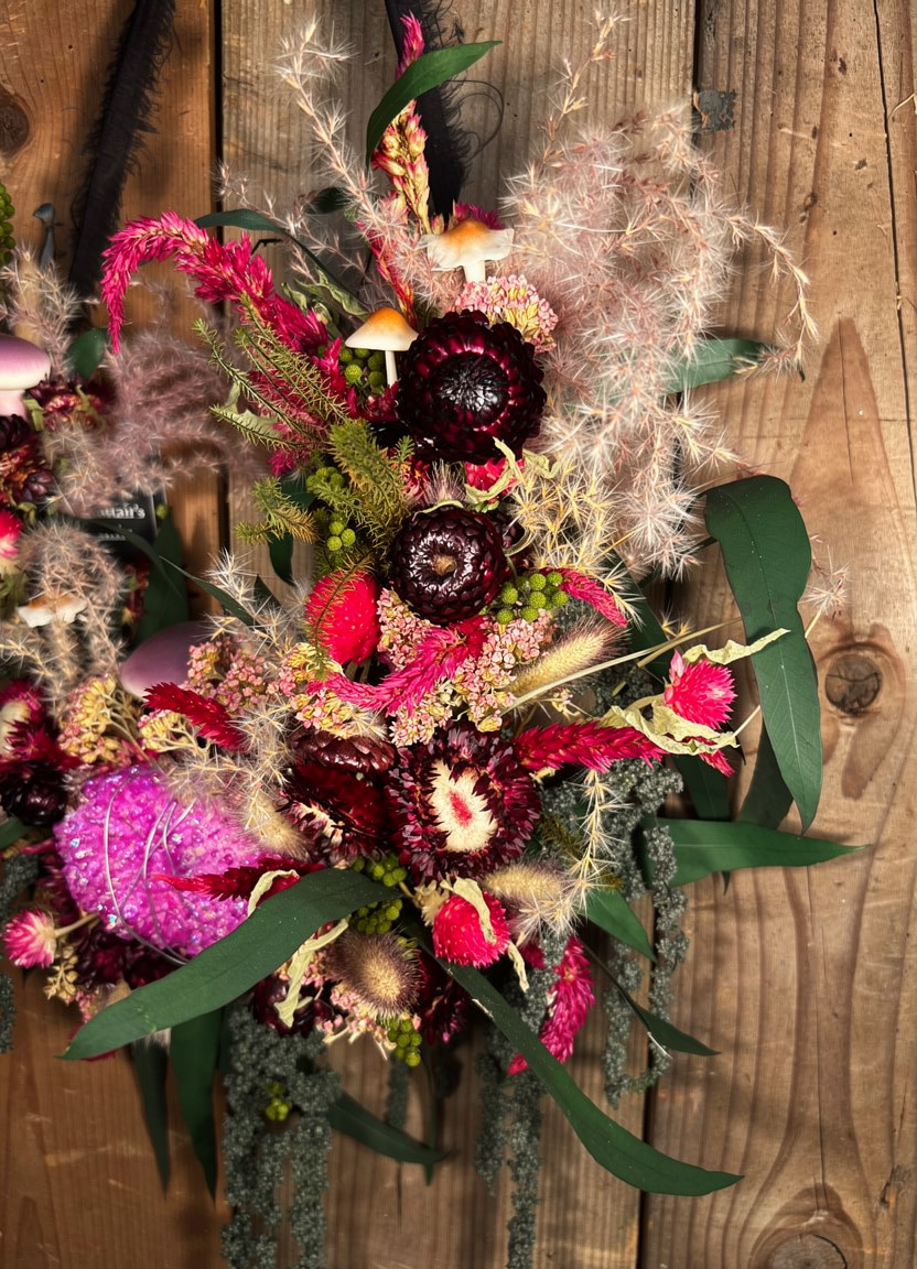 Thumbnail: Half Moon Bayou Goddess Wreath with Pink Aura Quartz 