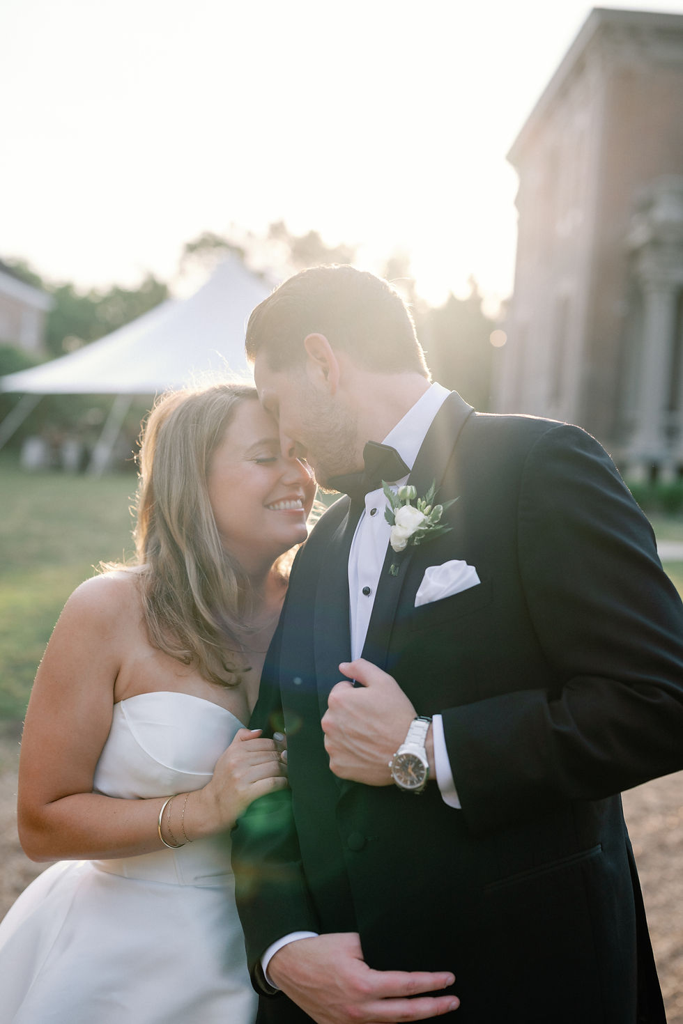 Nashville bride and groom sharing a tender moment before their spring wedding in Nashville.