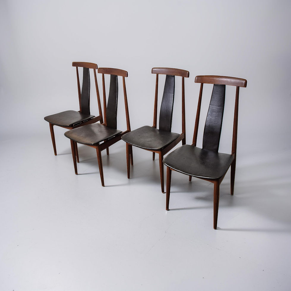 Set of 4 mid century modern dining chairs, Denmark 1960s