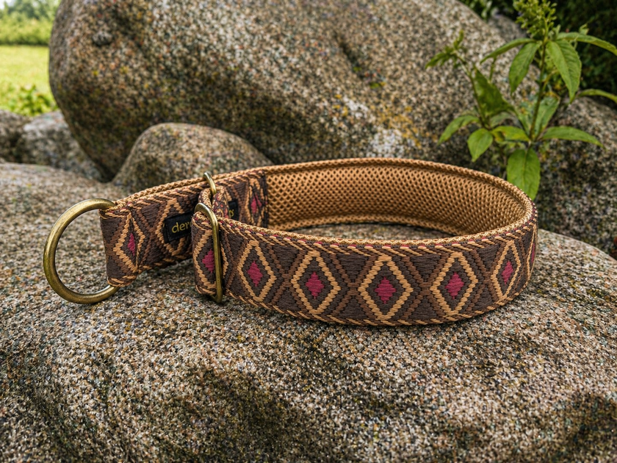 Boho Zugstopp Halsband, extra breit 4 cm, weich gepolstert, verstellbar