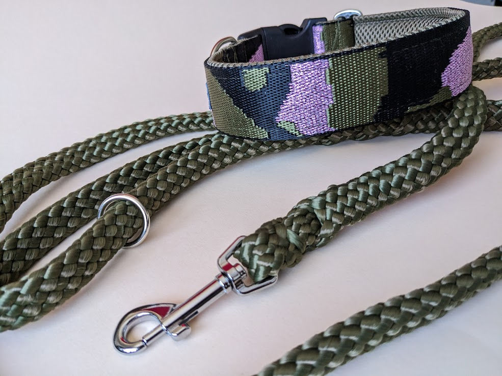 Military-look Halsband mit Klickverschluss, 4cm breit, gepolstert, verstellbar