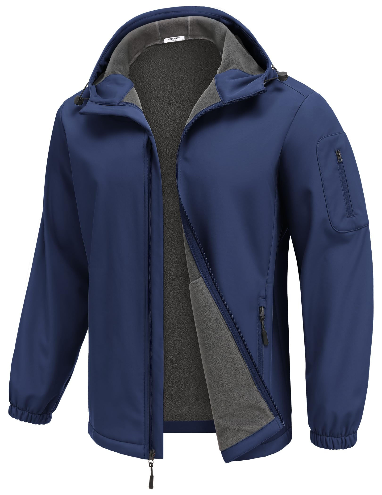 COOFANDY Mens Softshell Hooded Fleece Lined Windbreaker Jacket Waterproof Windpr