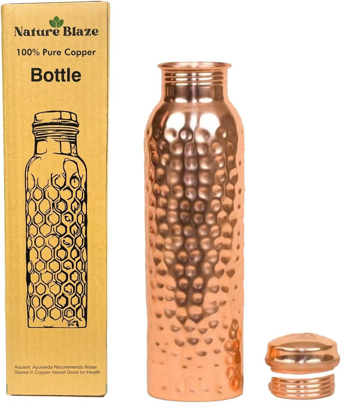 Billion Deals Copper Hammered Ayurvedic Water Bottle Sport Fitness Yoga Leak Pro