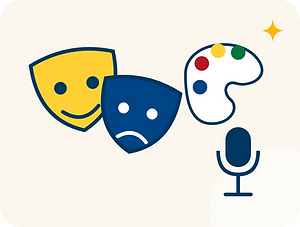 Theatre masks, paint palette and microphone for other IB internal assessments