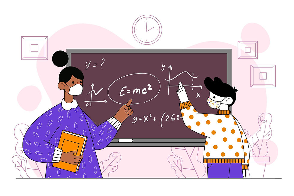 A teacher teaching physics to a student