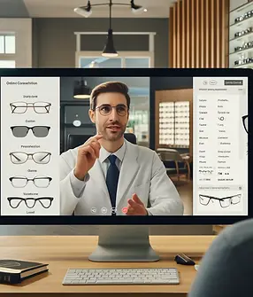 DALL·E 2025-02-09 16.43.17 - An experienced optician giving online advice about smart glas