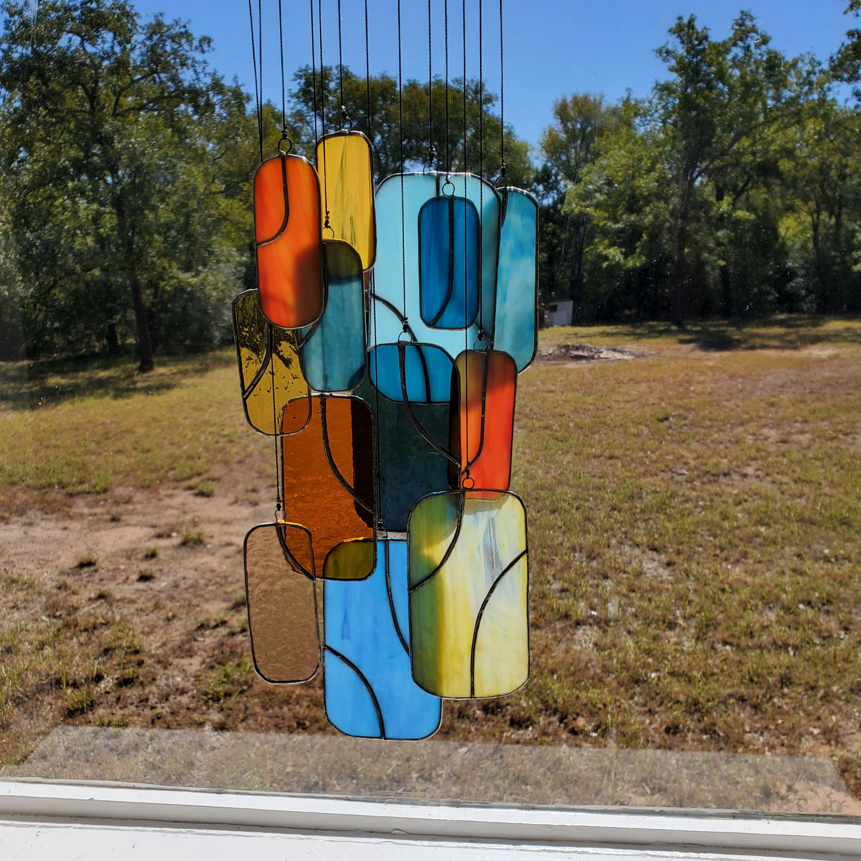 Hanging stained glass mobile