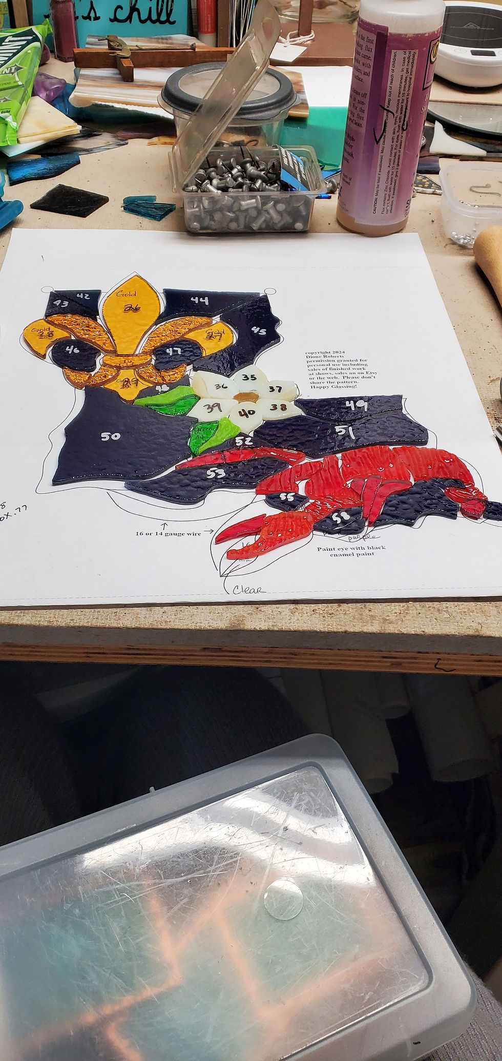 Thumbnail: State of Louisiana featuring crawfish, magnolia and fleur-de-lis 