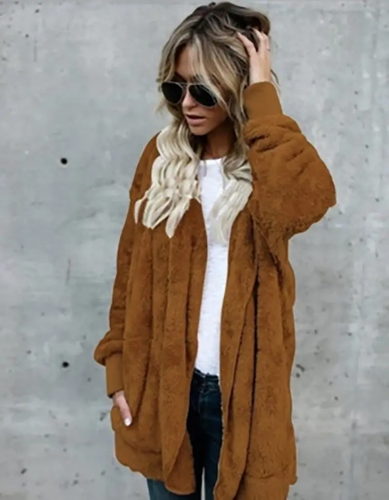 Thumbnail: Faux Fur Coat Women 2022 Autumn Winter Warm Soft Long Fur Jacket Outwear Plush