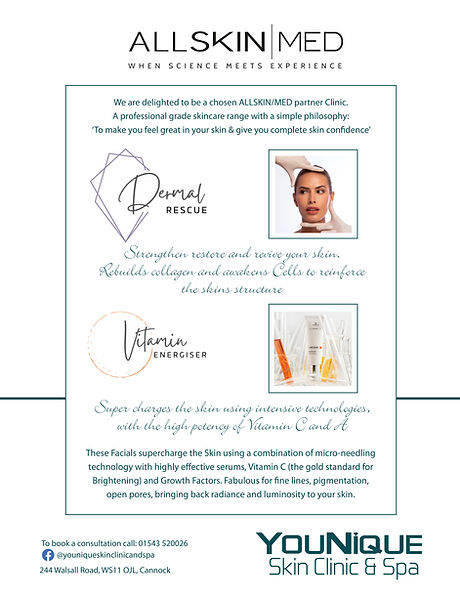 ALLSKIN MED treatments at Younique salon Cannock Staffordshire
