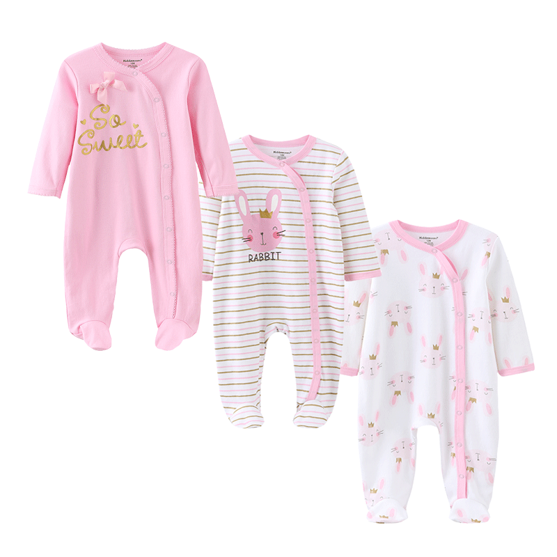 Thumbnail: Kiddiezoom 3 Pcs/Lot Autumn Winter Unisex Cartoon Long Sleeve Baby Boy Girl Romp