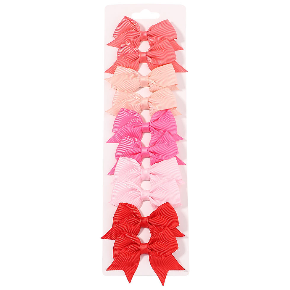 Thumbnail: 10Pcs/Set Solid Color Kids Bows Hair Clips for Baby Girls Handmade Ribbon Bowkno