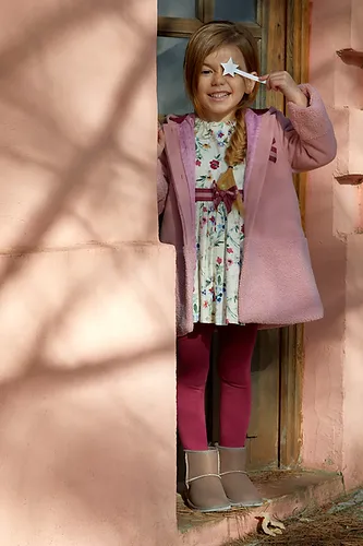 Thumbnail: Tutto Piccolo Girls Pink Hooded Coat - 6530W23/P03