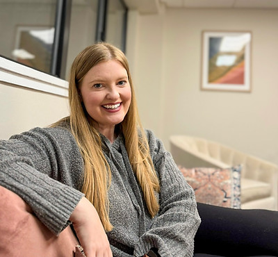 Caitlin McNally in her Westchester, NY therapy office