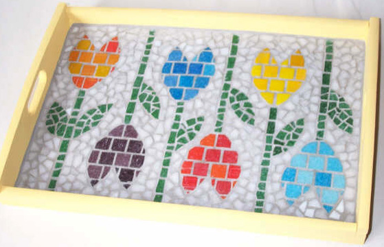 Wooden Tray Tulips theme