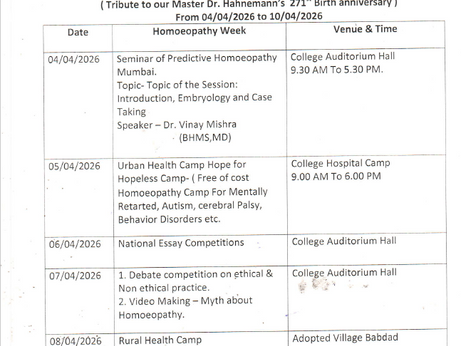 Homoeopathic week activities
