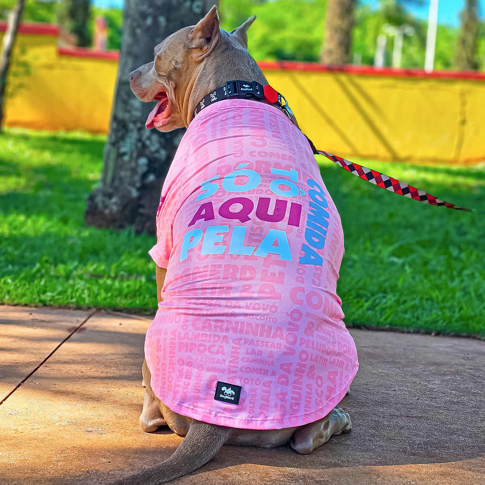 Camiseta Rosa Cães mod. Corro pela Comida com proteção UV50+ tam N03-Dog Nerd