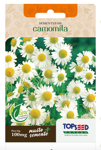 Semente de Camomila Plantio Jardim Linha Tradicional Ervas 100mg - TopSeed